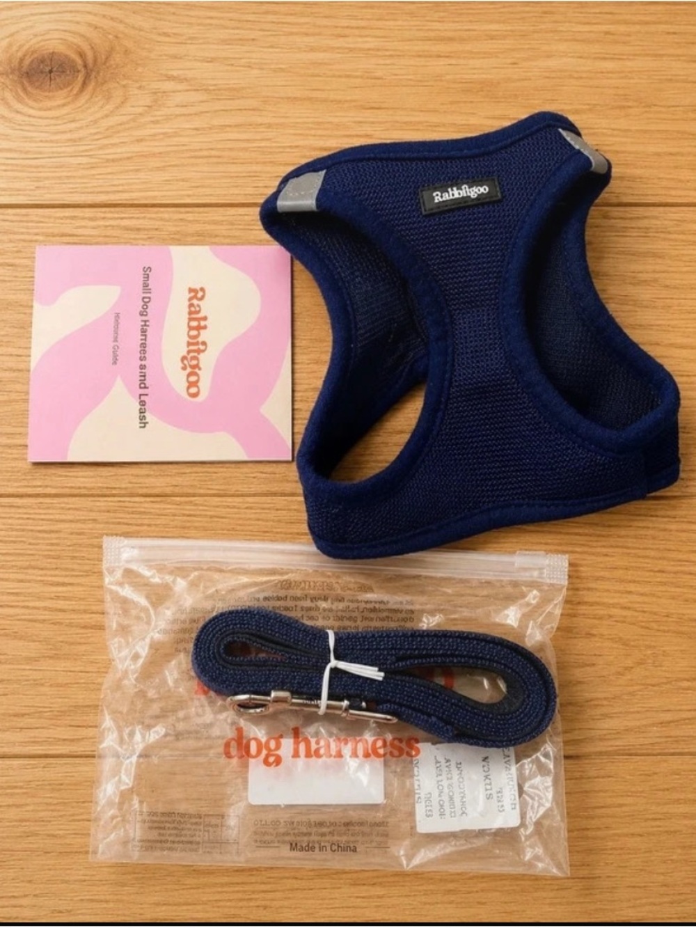 Navy Small Dog Harness and Matching Leash
